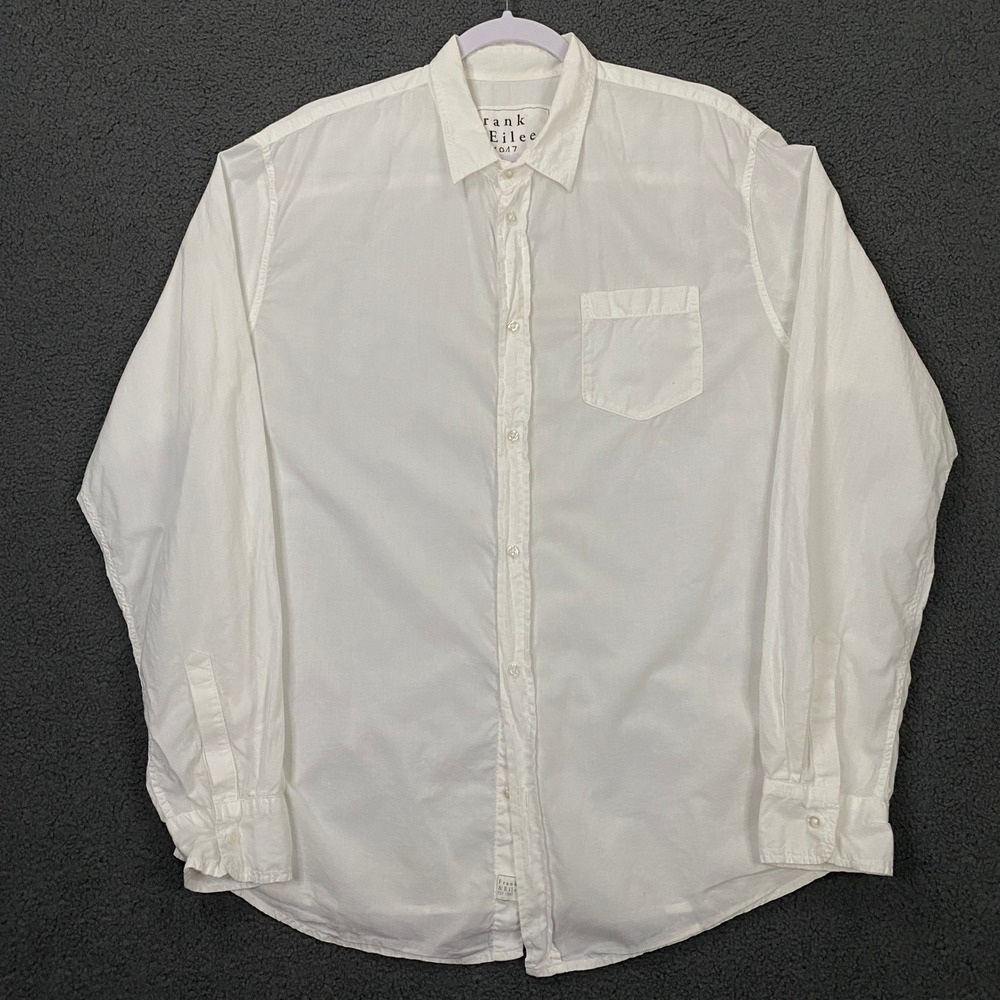 Frank & Eileen Luke Shirt Mens XL White Button Up Light Weight Cotton Made USA